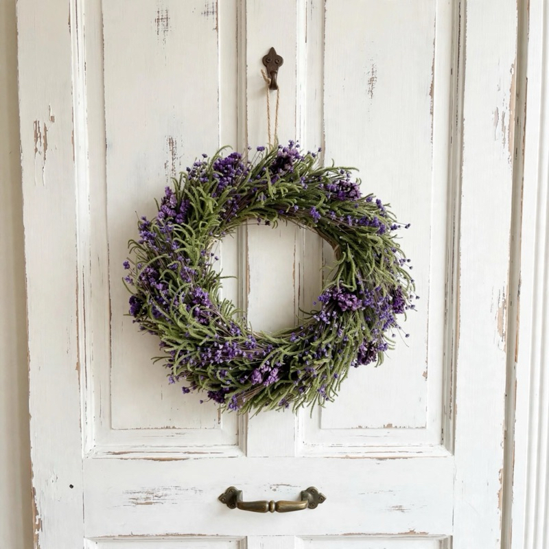 Guirlanda Bem Vinda Folhagem Roxa Desidratada 35cm - Enfeite Porta Entrada Artesanal .