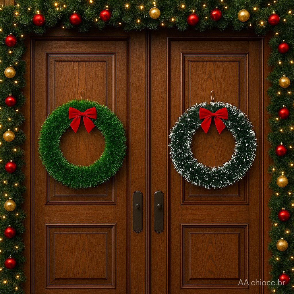 Guirlanda de Natal Luxo 35cm 40cm Enfeite de Porta Decoração Natalina Premium
