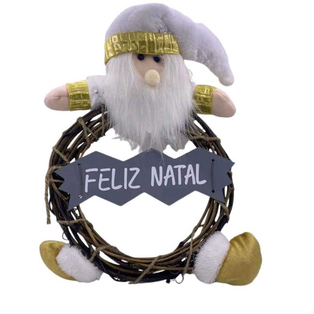 Papai Noel Guirlanda Natal 35cm Decoração Natalina Enfeite Porta Festas