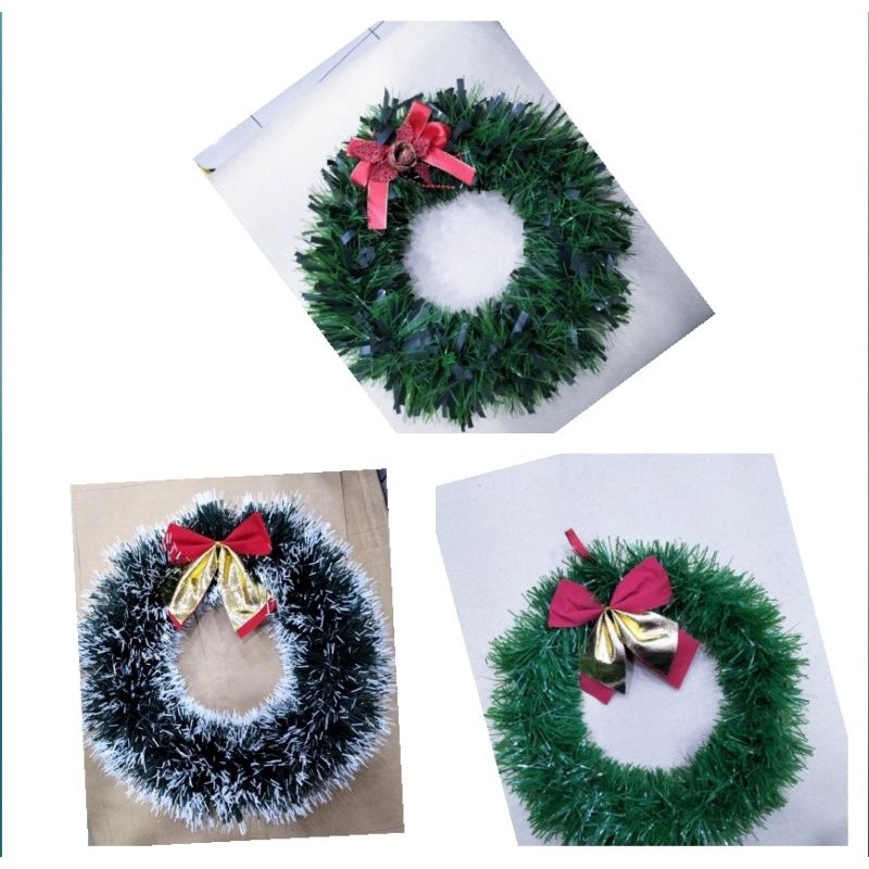 Guirlanda De Natal Enfeite Com Laço Vermelho Para Porta 23-35cm