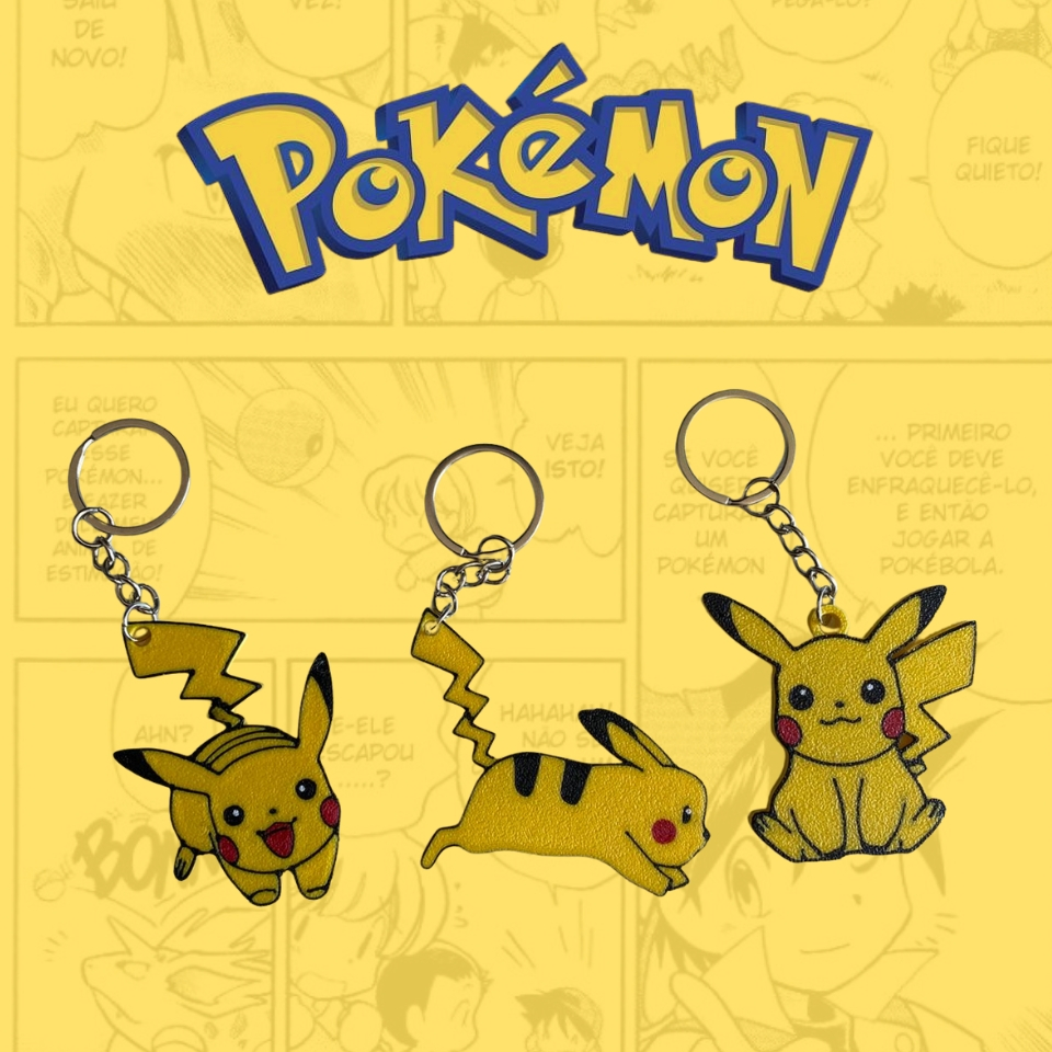 Chaveiro Anime Pokemon Pikachu 3D