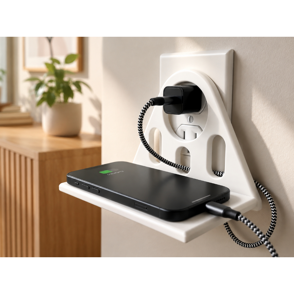 Suporte de Tomada para Celular e Carregador