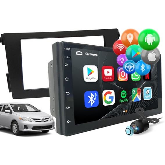 Kit Central Multimidia Android Corolla 2009 2010 2011 2012 2013 Gps Wifi + Moldura E Câmera Ré