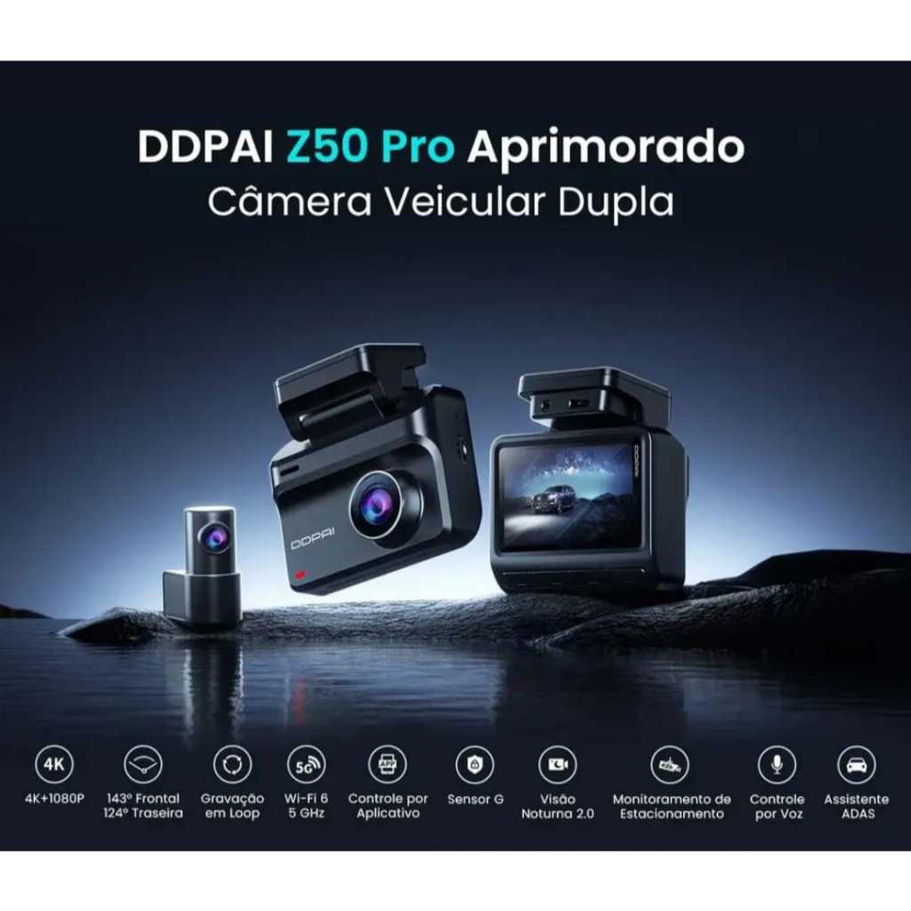 Câmera Veicular Ddpai Z50 Pro 3'' Tela 4k+1080p Gps Wifi App