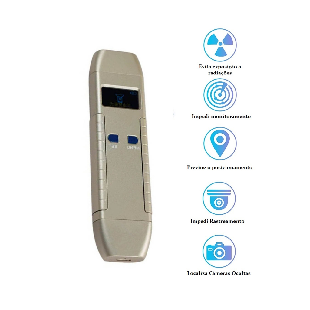 Detector Localizador Rastreadores Câmeras Escutas GPS Vassourinha   2G 3G 4G 5G Wi-Fi Imã Magnético DS616