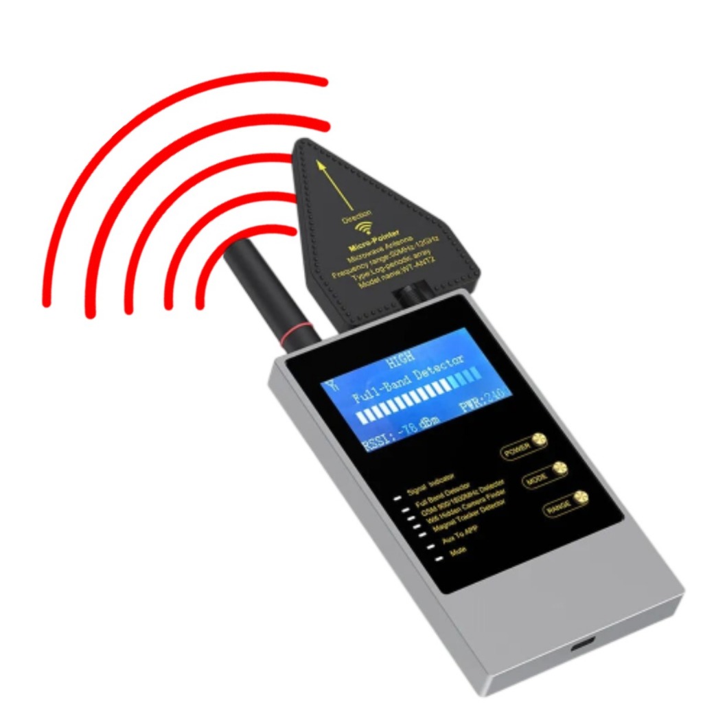 Detector Localizador de Rastreadores GPS Câmeras Escutas Sinais Wifi e GSM WT10