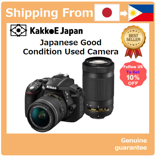 Câmera DSLR Digital Nikon D5300 AF-P Double Zoom Kit Preta D5300WZ3 seminova, usada, importada do Japão, em excelente estado, com lente dupla para fotografia versátil, ideal para entusiastas e profissionais, captura de vídeo Full HD, Wi-Fi e GPS...