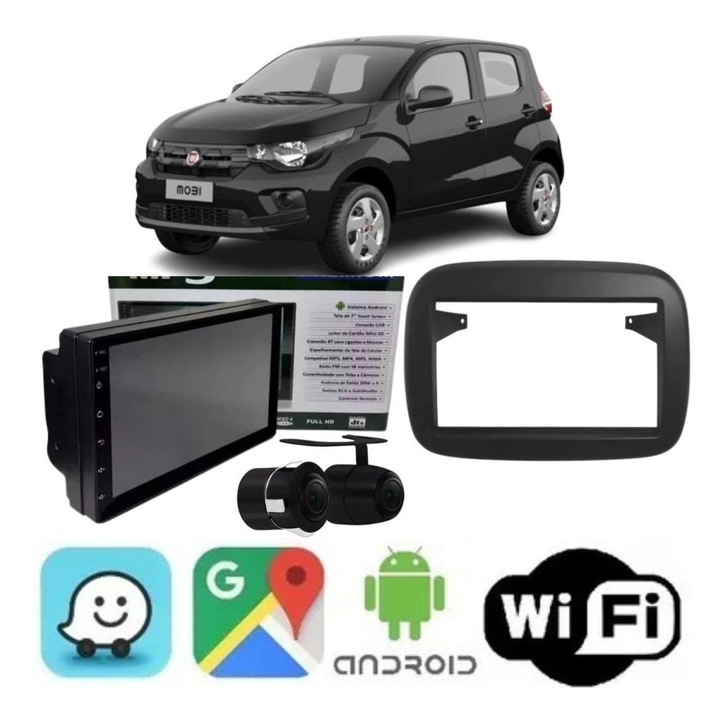 Mp5 Multimidia 2 Din Android Gps Carplay Wifi Mobi + Camera