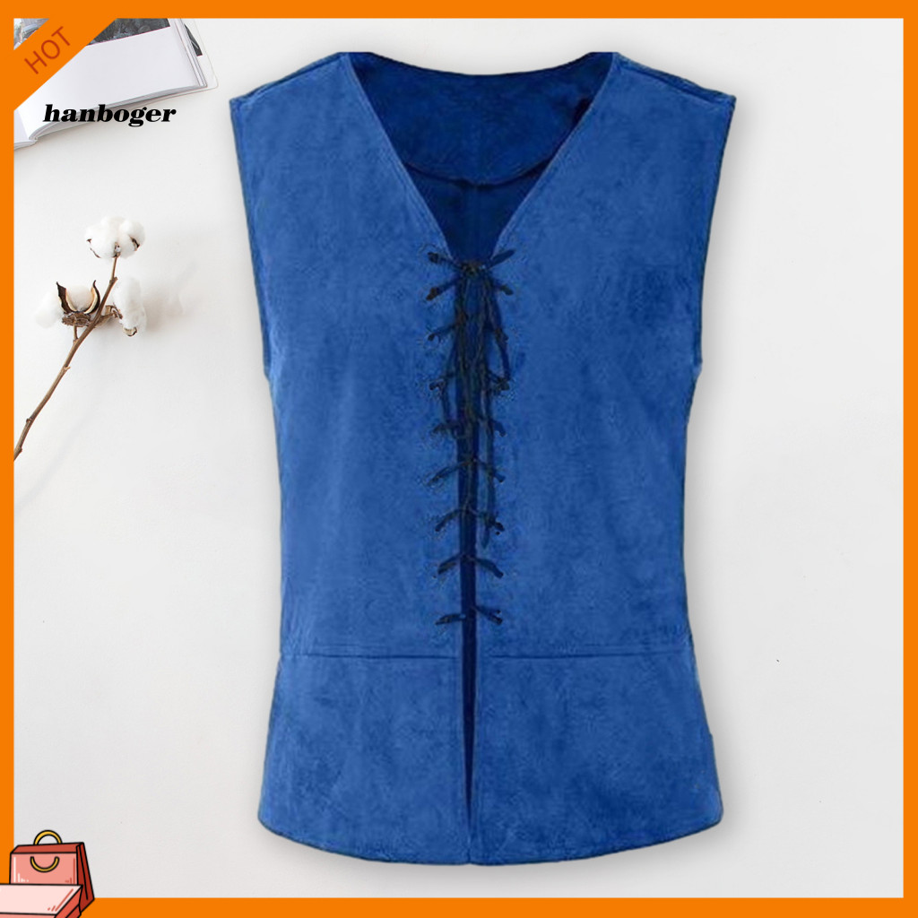 Versatile Tank Top Halloween Accessory Vest Men's Pirate Vintage Medieval Lace-up Sleeveless for Cosplay Party Role Play