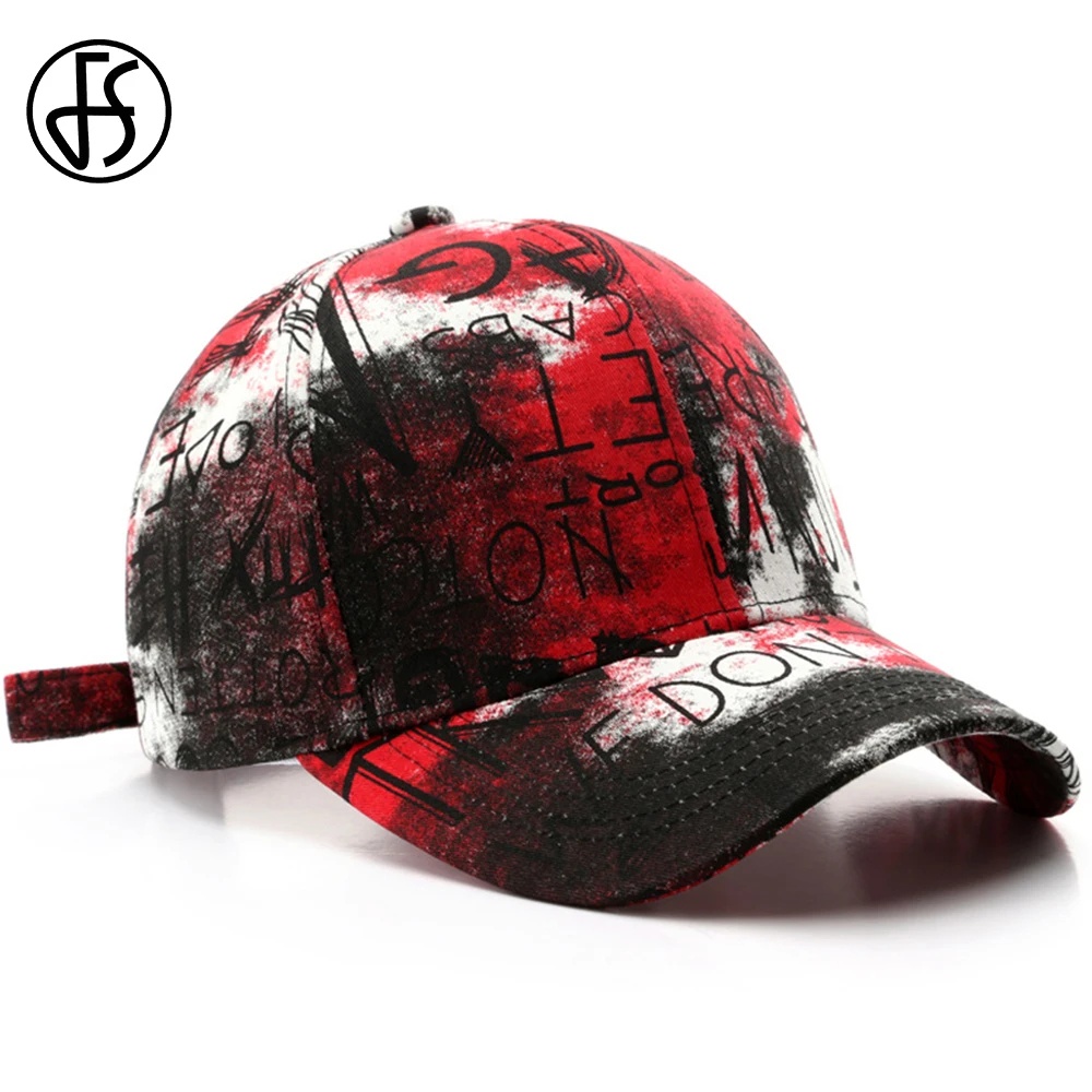 FS Trendy Graffiti Padrão De Grafite Cappellino Boné De Baseball Hip Hop Vermelho Amarelo Para Homens Bonés De Verão Gorras Hombre