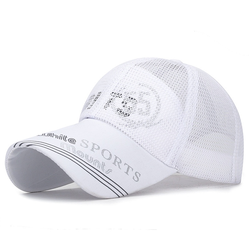 Summer Extended Brim Sunscreen Baseball Cap Men's Outdoor Sun Hat Sports Breathable Hat Printed SPORTS Mesh Cap