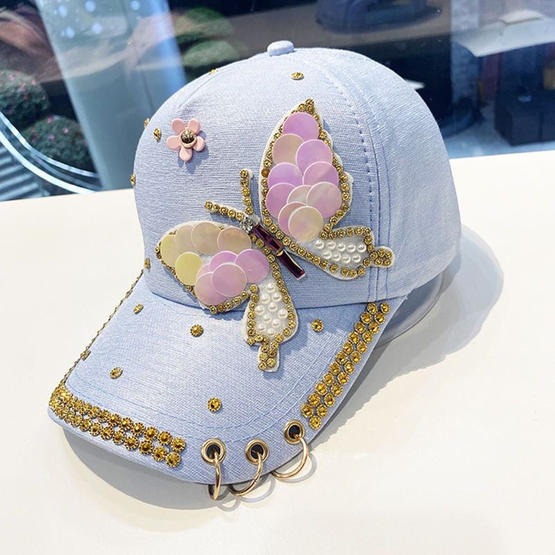 Sequin Cartoon Butterfly Black Leopard Print Curved Baseball Caps Summer Mesh Snapback Hats For Women Men Casquette Truc