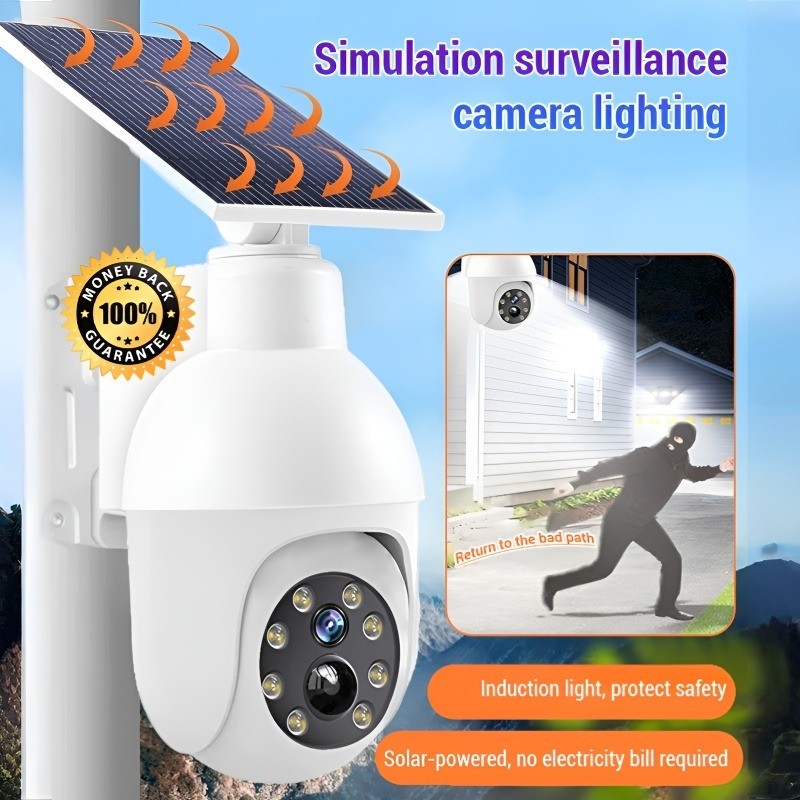 【Segurança para Áreas Externas】Dummy Surveillance Cam/Outdoor Security Light/Fake CCTV Camera/Solar Powered/Easy Install