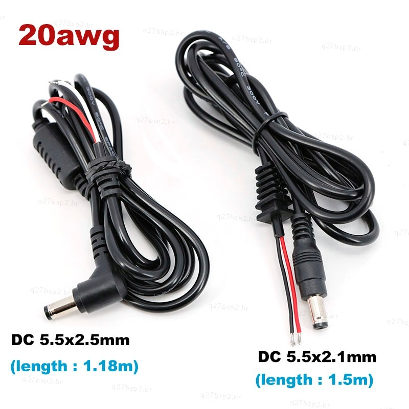 Ângulo Reto 5.5x2.1mm 5.5x2.5mm DC Power Plug Cable Conector Para PC Laptop Carregador Adaptador De Reparo BR27B2