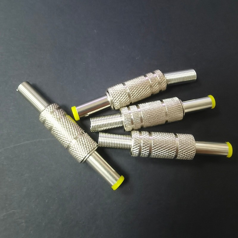 14mm Metal DC Power Macho Plug 5.5x2.1mm 5.5x2.5mm Adaptador De Solda Com Conector De Cabeça Amarela BR27B2