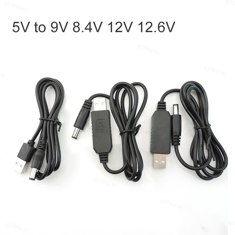 DC 5.5X2.1mm Fêmea 5V USB Tipo a Macho 9V 8.4V 12V 12.6V Step UP Adaptador Cabo Módulo Power Boost Fio BR27B