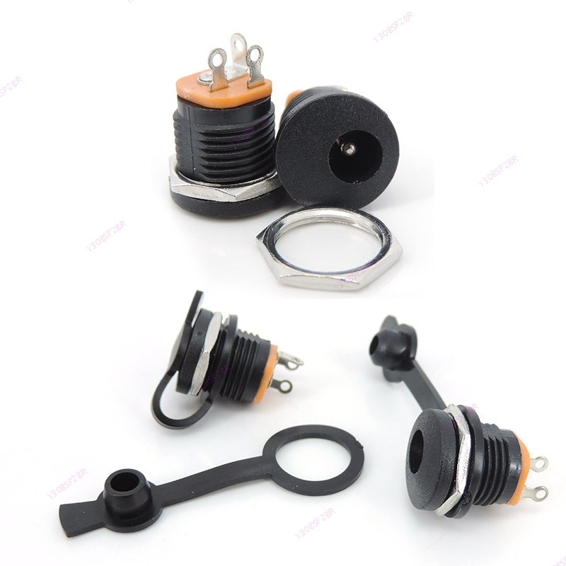 DC-022 5.5x2.1mm 5.5x2.5mm Power Fêmea Painel De Montagem Conector Soquete Tampa À Prova De Poeira Jack Plug Parafuso Po