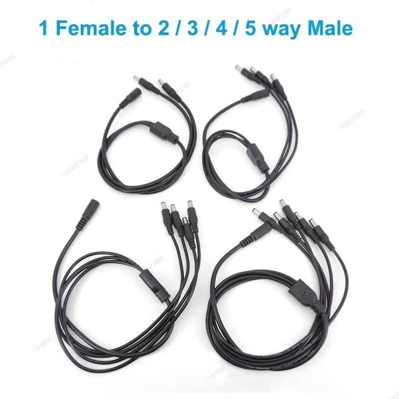 DC Power Jack 5.5x2.1mm Cabo De Alimentação 1 Fêmea Para 2,3,4,5 Vias Macho 70cm 5A Plug Splitter Adaptador Câmera CCTV