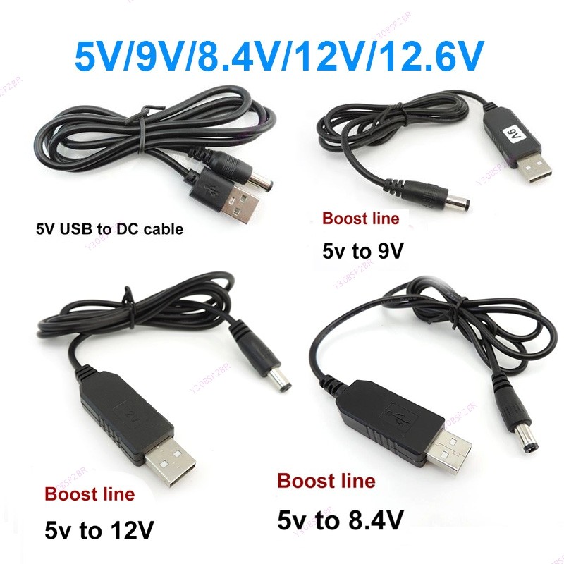 DC 5V Para USB 9V 8.4V 12V 12.6V Step UP Módulo Power Boost Line Converter Cabo Adaptador 5.5X2.1mm Plug PC Laptop Route