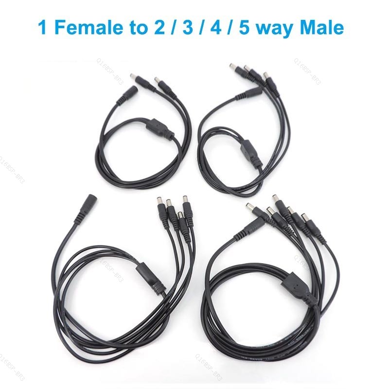 DC Power Jack 5.5x2.1mm Cabo De Alimentação 1 Fêmea Para 2,3,4,5 Vias Macho 70cm 5A Plug Splitter Adaptador Câmera CCTV