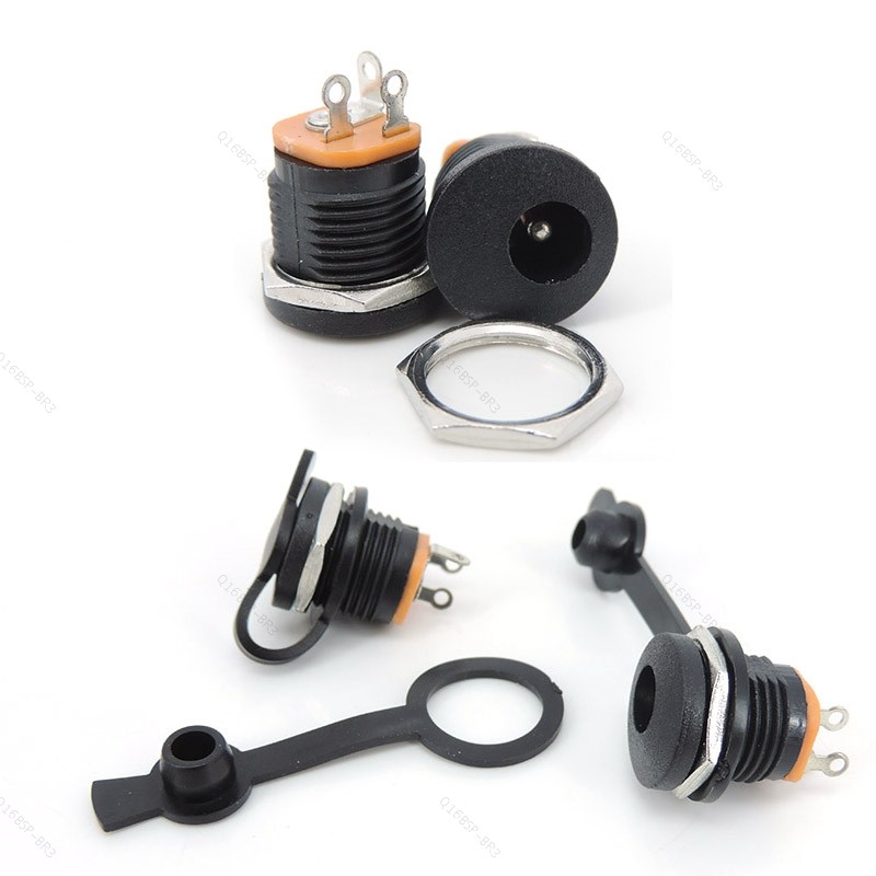 DC-022 5.5x2.1mm 5.5x2.5mm Power Fêmea Painel De Montagem Conector Soquete Tampa À Prova De Poeira Jack Plug Parafuso Po