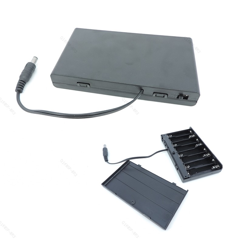 12V 8 solt x AA Bateria Titular Caso Pacotes DC Macho 5.5x2.1mm plug Caixa Interruptor DIY Recipiente Preto Power Bank C