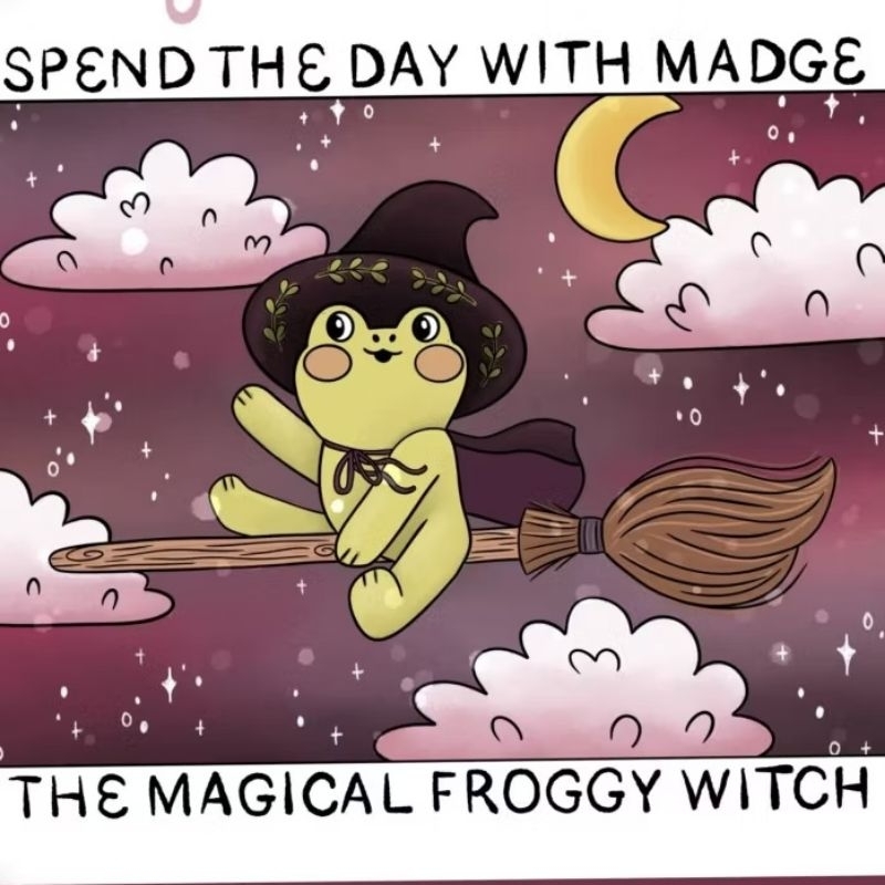 Kit 14 Desenhos para Colorir: Folhas Soltas com Ilustrações do Livro Madge the Froggy Witch Print From Home!
