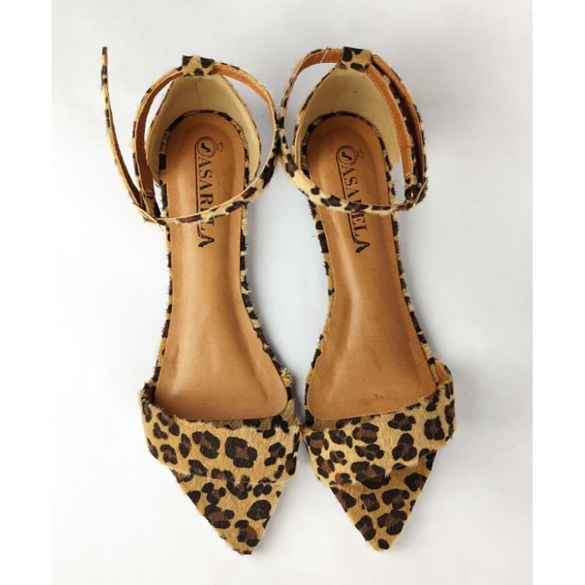 Rasteirinha Rasteira Oncinha Onça Animal Print Sandália Bico Fino Bico Folha Confortável