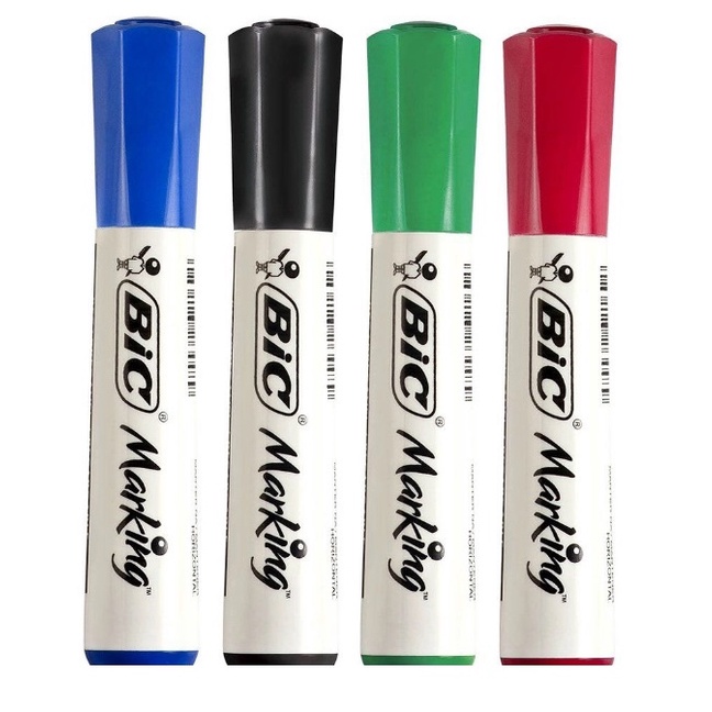 Pincel Marcador Quadro Branco Marking Bic Azul Vermelho Preto e Verde