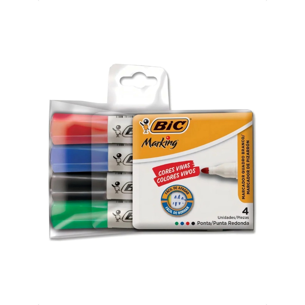 Pincel Marcador Quadro Branco Marking 2,0 Mm 4 Cores Bic