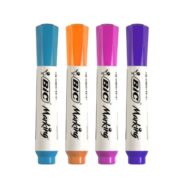 Pincel Marcador de Quadro Branco BIC Marking, com 4 Cores Fashion, Ponta Redonda e Resistente,4 BT 4 UN