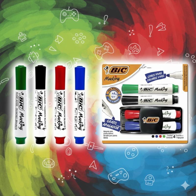 marca BIC
Marcador Para Quadro Branco Bic Marking 4 Cores + Apagador