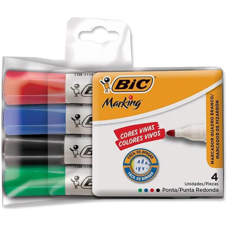 Kit Marcadores Quadro Branco BIC Marking 4 Cores