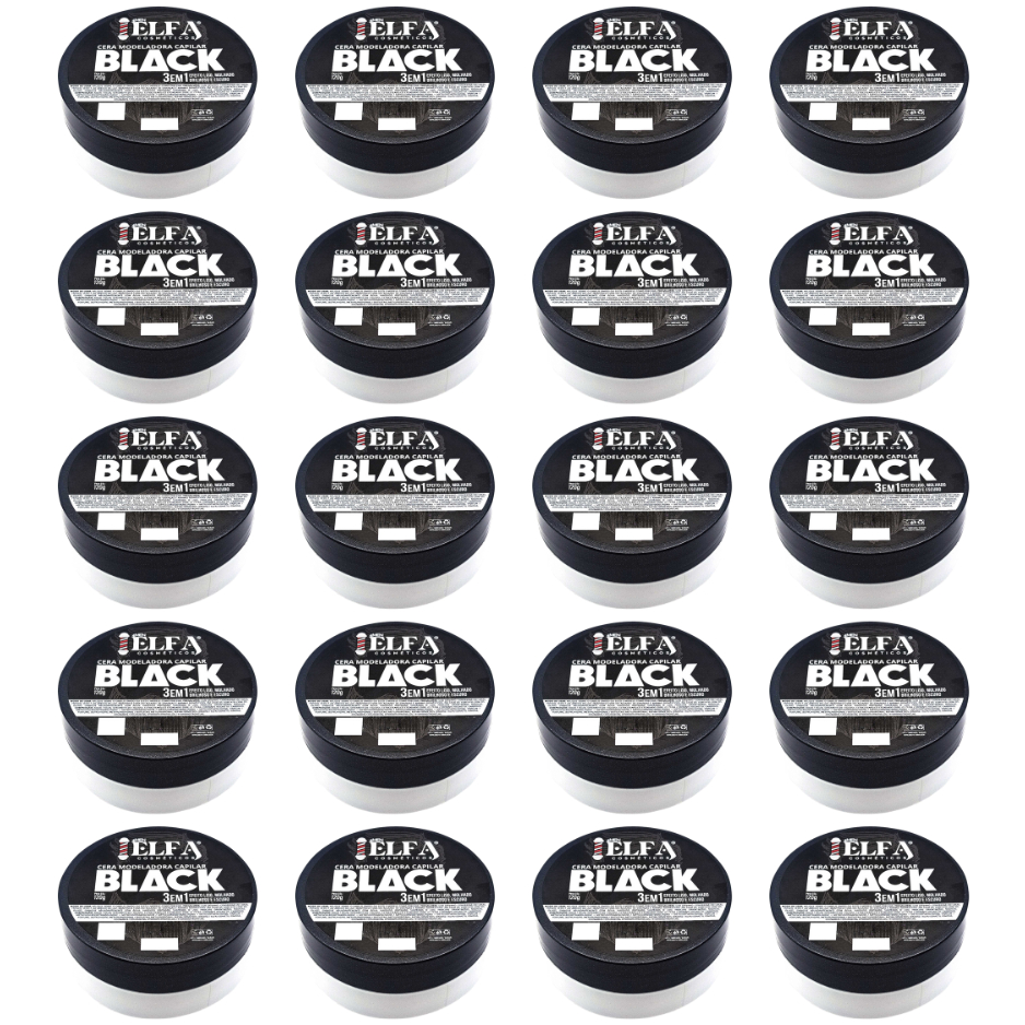 20 Ceras Modeladoras Black Elfa 120g | Fixação Média e Realce de Tons Escuros com Estilo