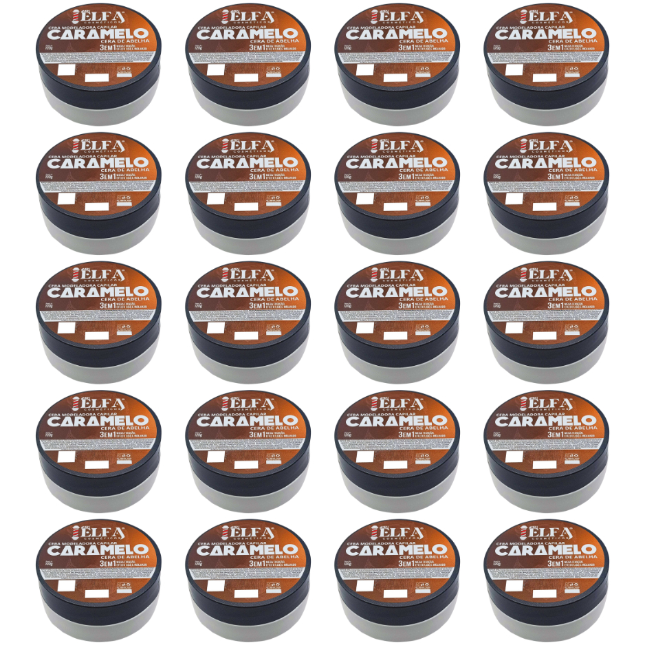 20 Ceras Modeladoras Caramelo Elfa 120g | Fixação Média, Brilho Suave e Textura Flexível