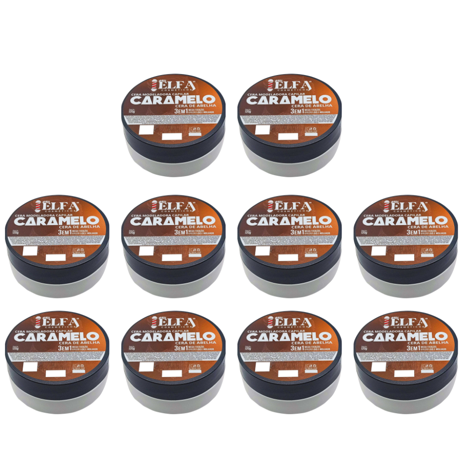 10 Ceras Caramelo Elfa 120g – Fixação Forte com Brilho Natural e Estilo para Todos os Dias