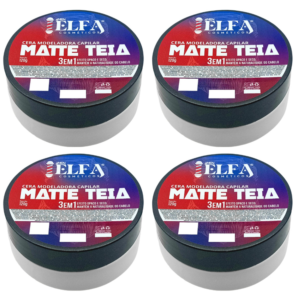 4 Cera Modeladora Capilar Elfa Matte Teia 4 Man Extra Forte 120g