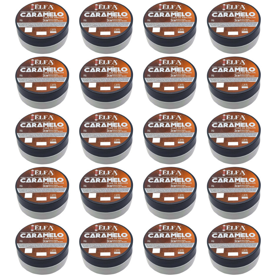 20 Ceras Modeladoras Caramelo Elfa 120g | Fixação Média, Brilho Suave e Textura Flexível