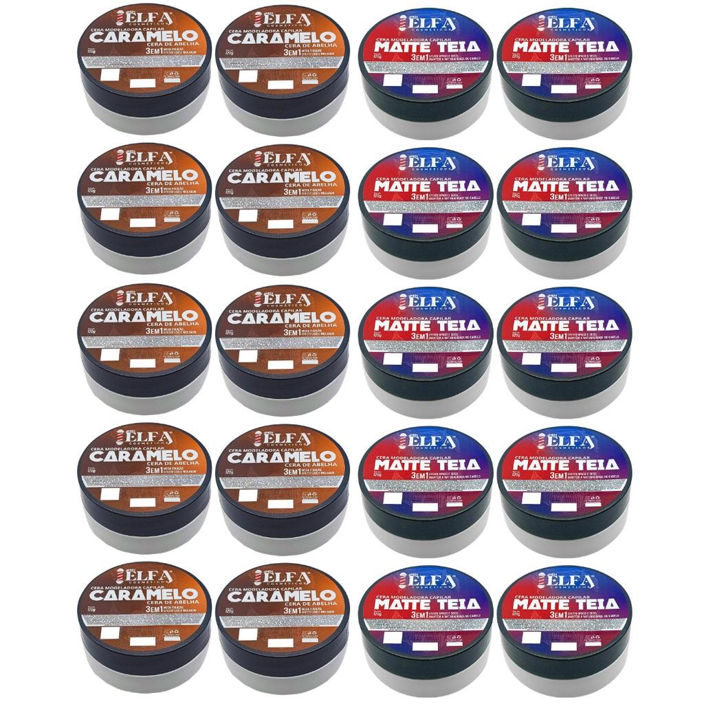 20 Ceras Modeladoras Capilar  Caramelito e Matte teia - 120g Elfa 4men