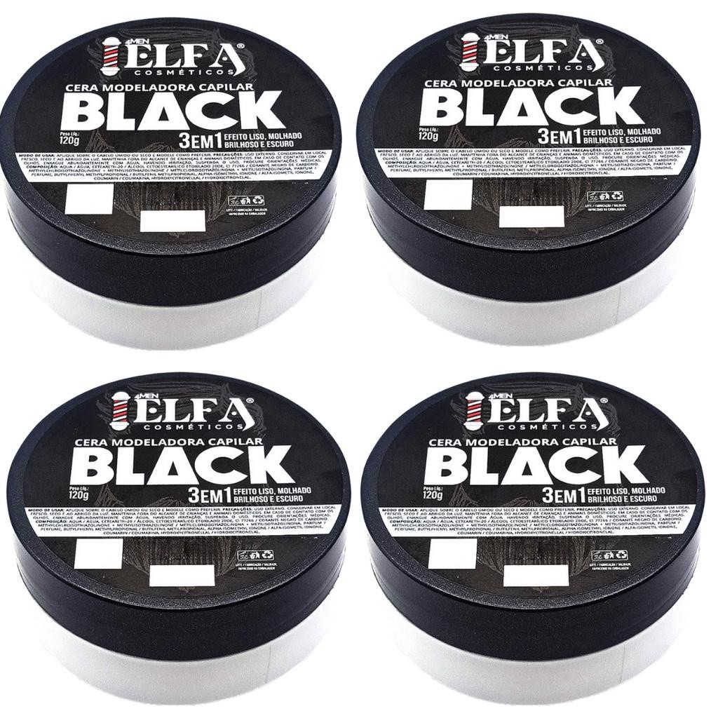 4 Cera Capilar Black 120g Elfa For Man