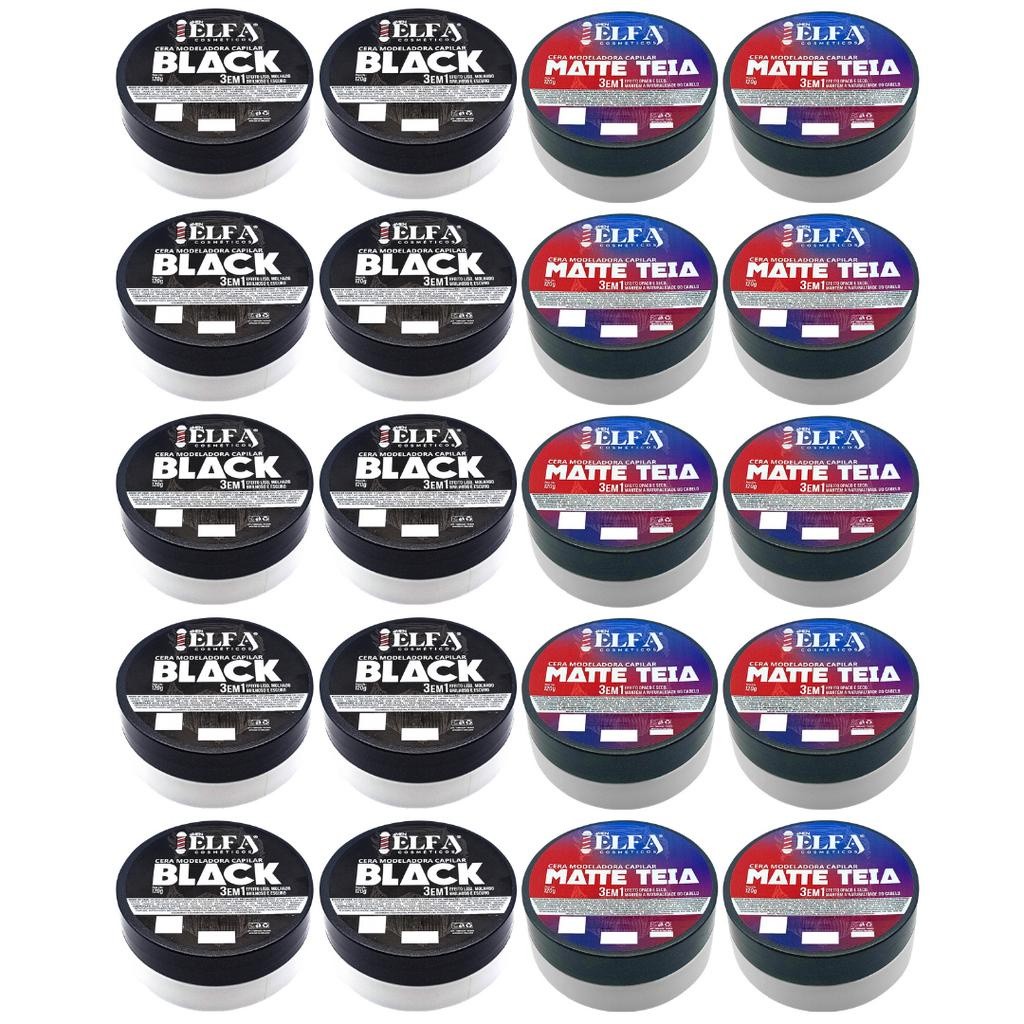 20 Ceras Modeladoras Black e Matte Teia - 120g Elfa 4men