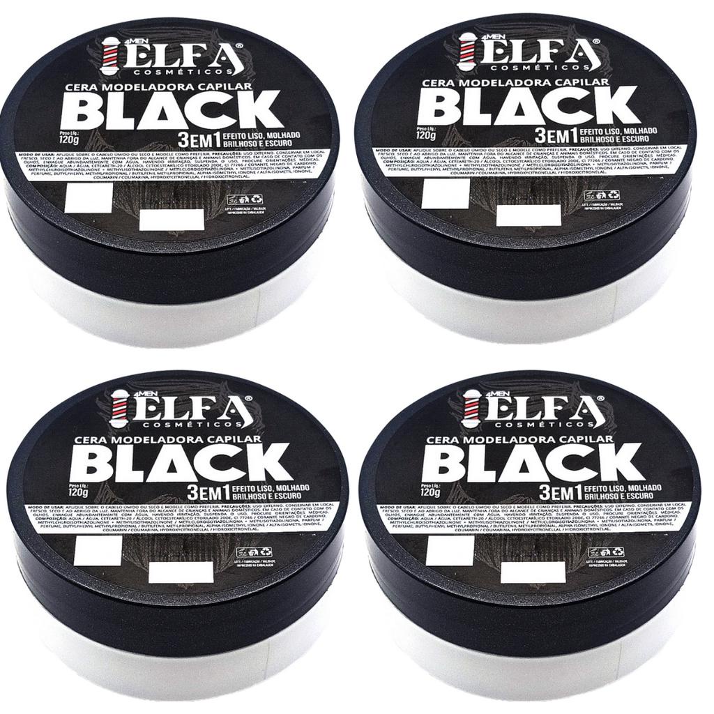 4 Pastas Modeladora Capilar Black 120g Elfa For Man - Oficial