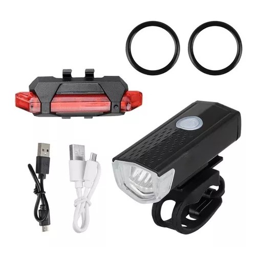 Kit Bike Farol Frontal + Traseiro Ultra Led Usb Recarregável