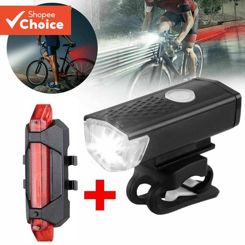 Conjunto De Luz De Bicicleta USB LED Recarregável À Prova Dwaterproof Água Mountain Bike Cabeça E Traseira Da Cauda Cicl