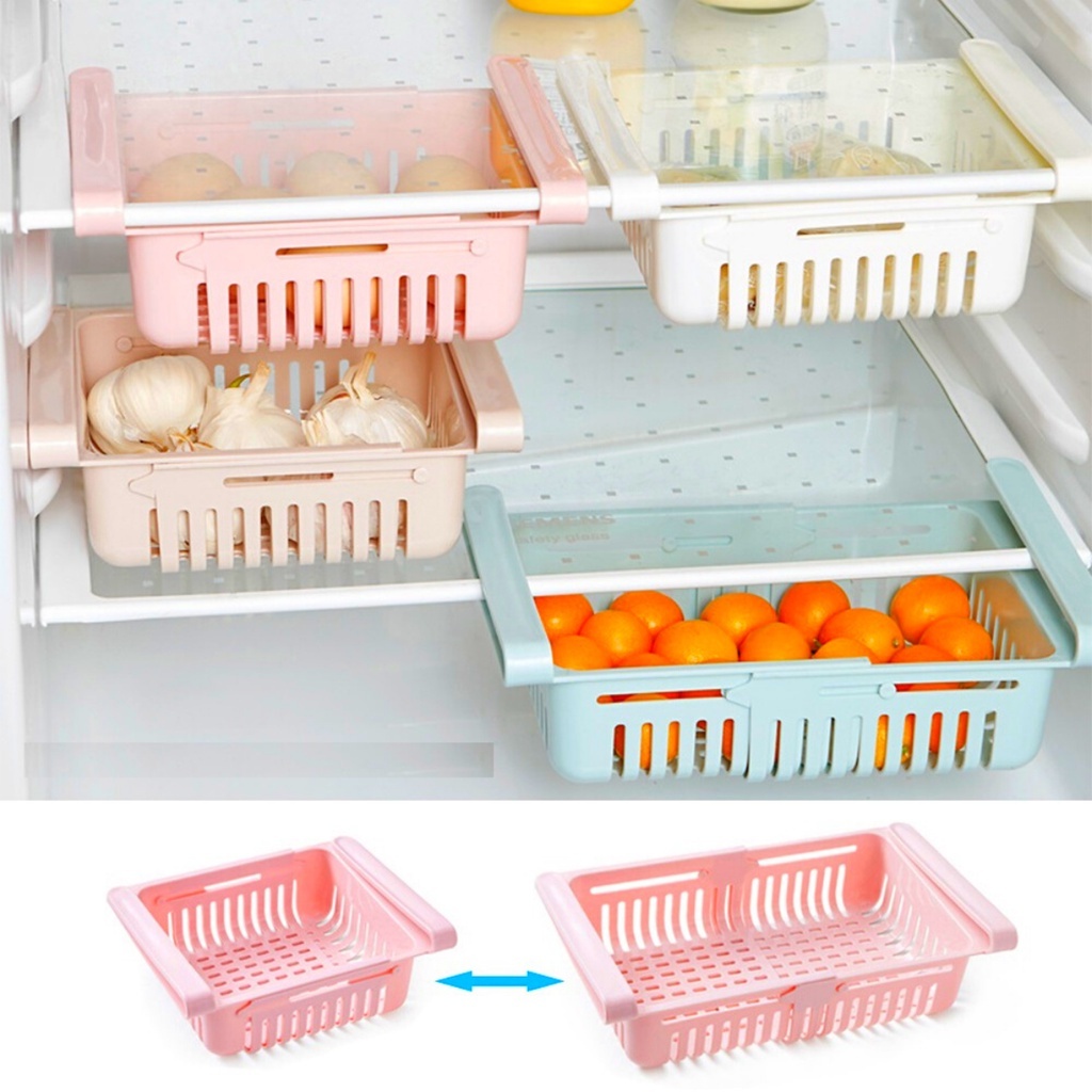 Cesto Organizador De Geladeira Multiuso Gaveta Retrátil Ajustável Prático Portátil/Aleatoria cores