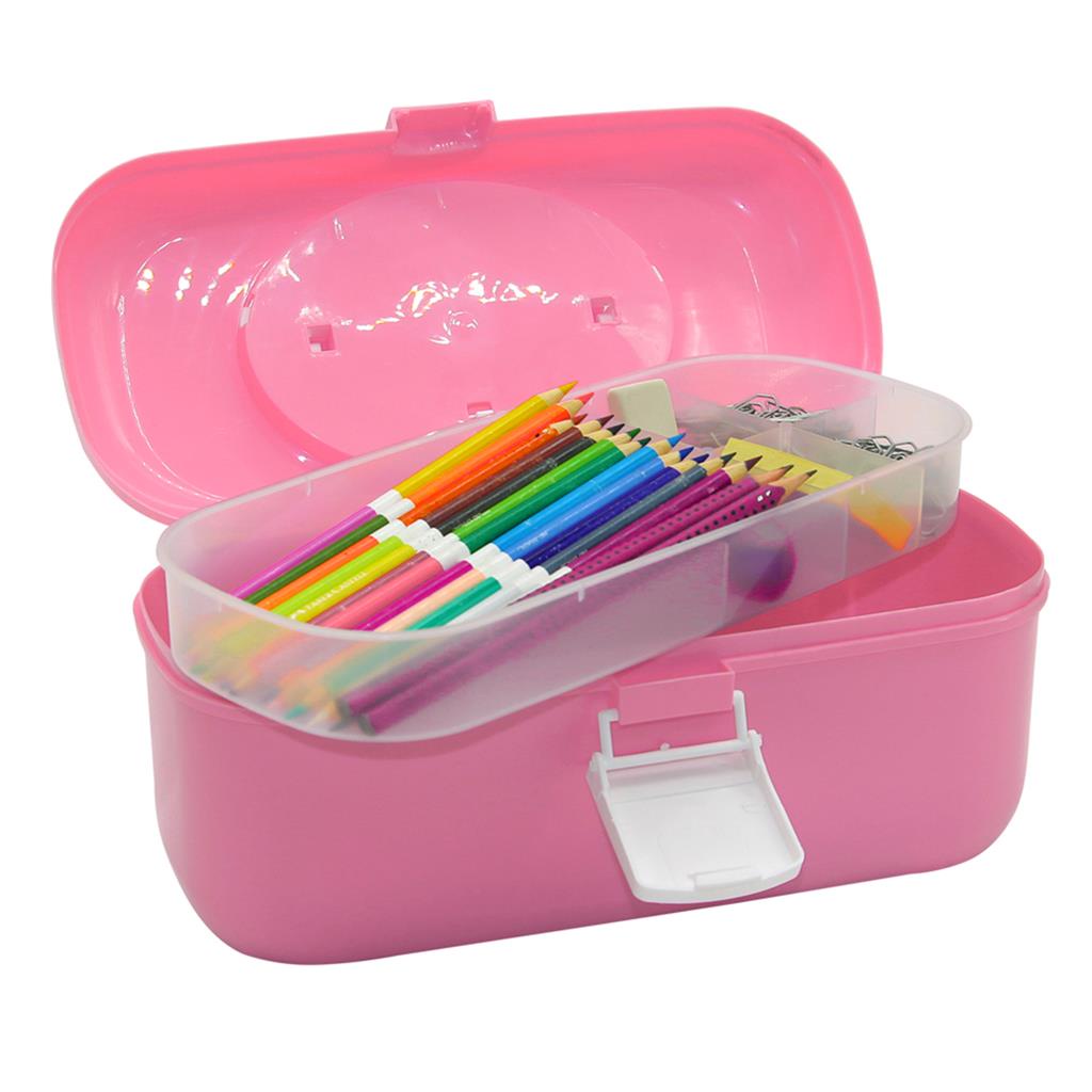 Caixa Organizadora Multiuso Rosa Portatil Pequena Organizacao De Brinquedos Medicamentos Higiene Bebe E Mamae 30cm - Monte Libano
