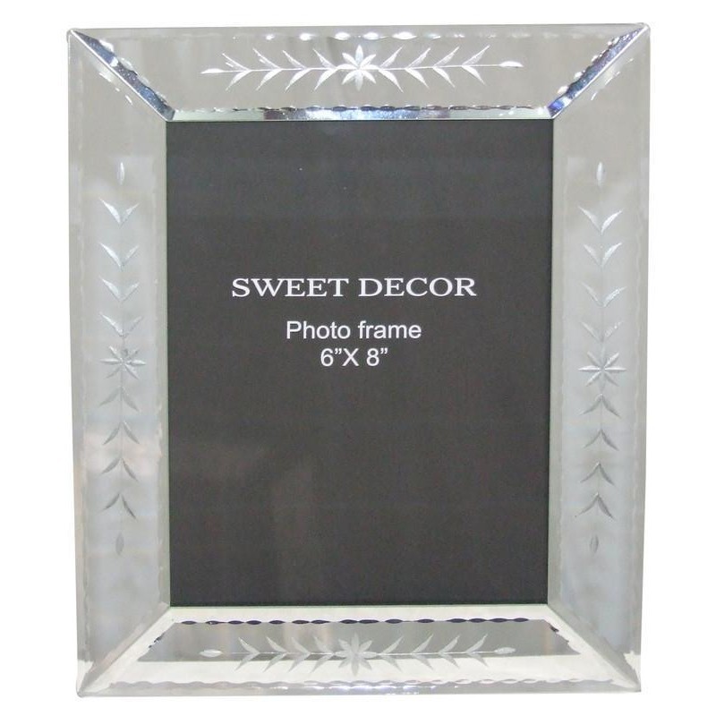 Porta Retrato de Mesa de Vidro Grande Prata Casa 25cm