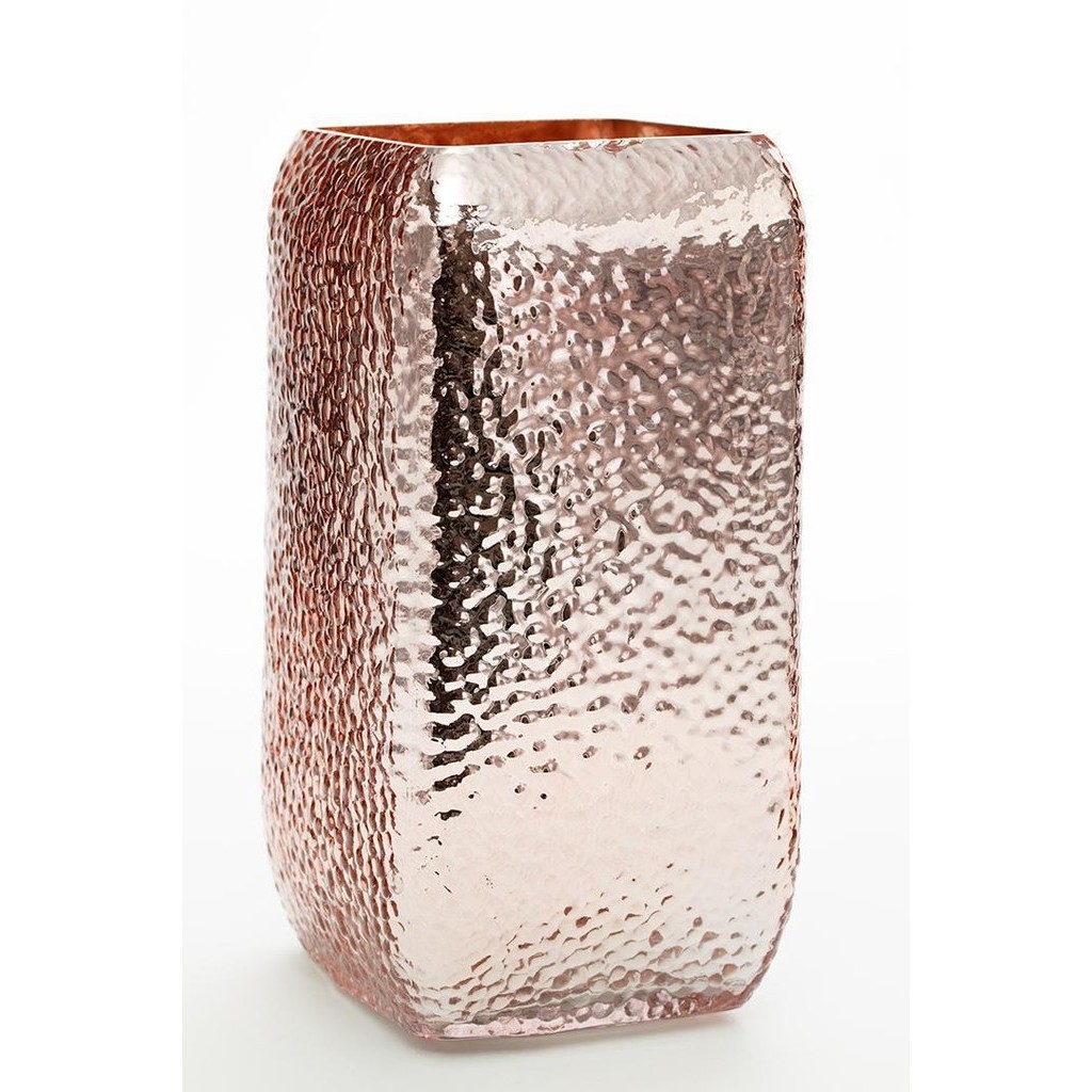Vaso de Vidro Grande Rose Metálico Decorativo p/ Casa 25cm