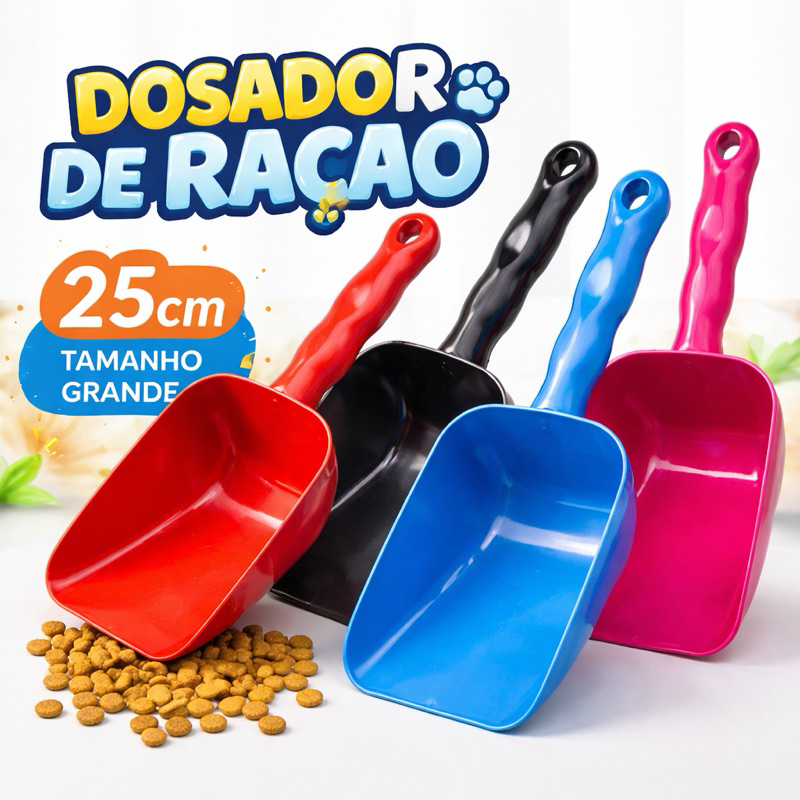 Dosador de Ração 25cm para Pets | Pá Medidora Grande | Resistente e Fácil de Limpar