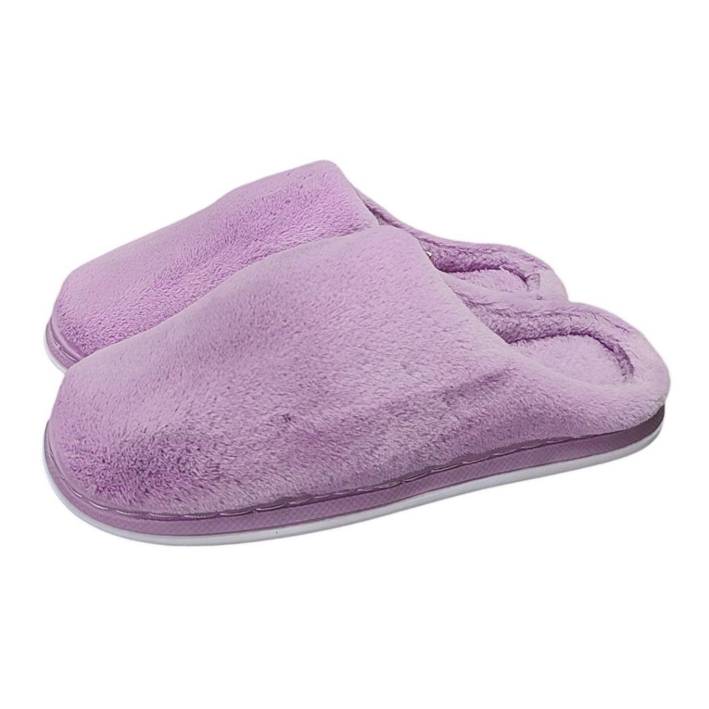 Pantufa Adulta Feminina Roxo Peluciada Inverno Frio Quarto Mãe Confortável Térmica Antiderrapante